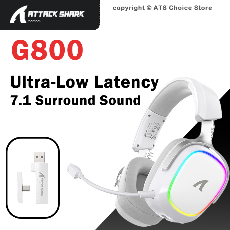 Gaming Headset With Mic Rgb - ATTACK SHARK G800 Wireless Gaming Headset