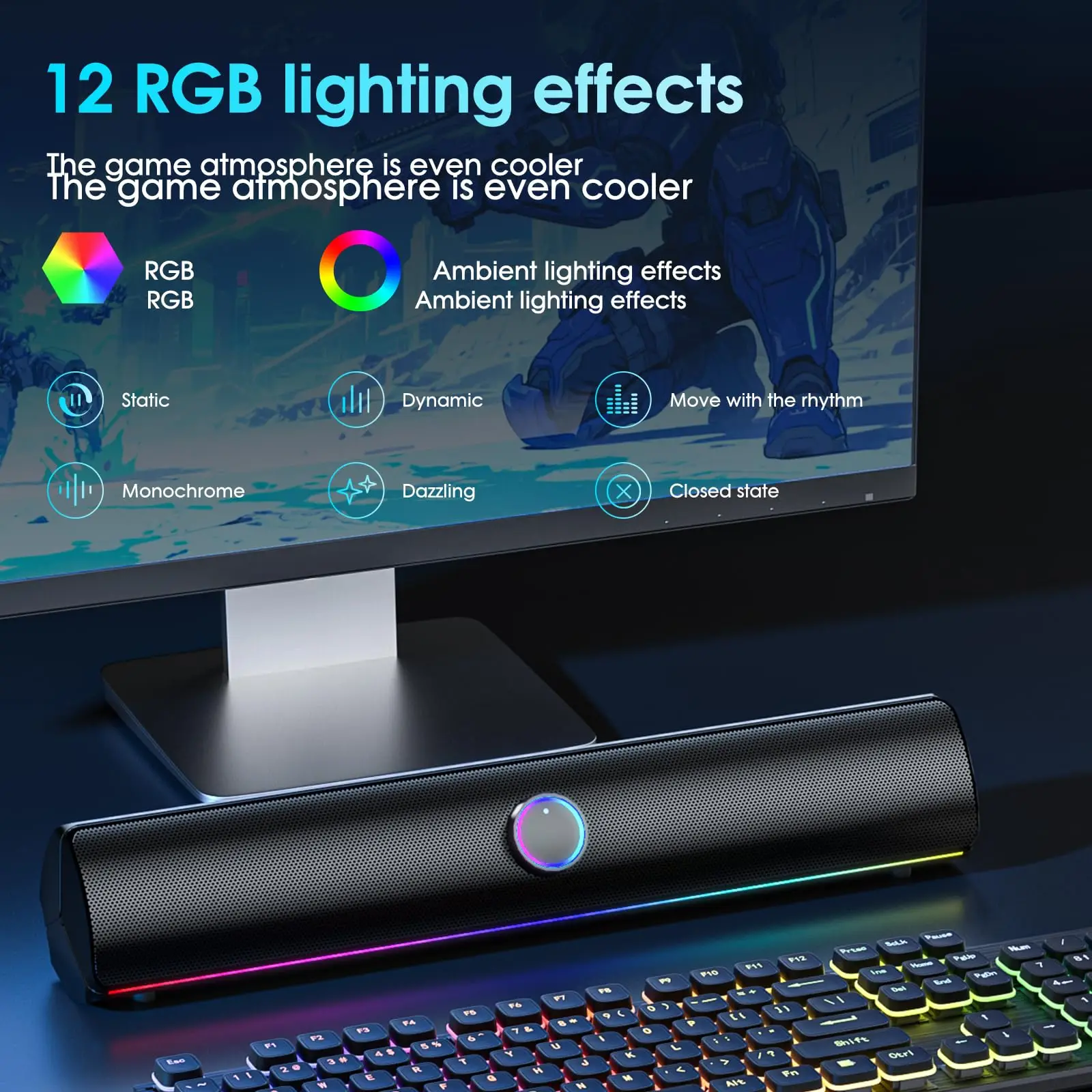 Gaming Soundbar, USB One-Cable - Rgb Computer Soundbar For Pc 评论和价格