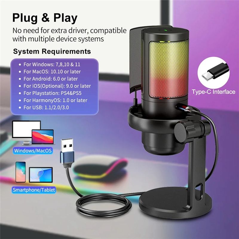 AY14 -Gaming RGB Microphone, U - Gaming Headset With Mic Rgb 评论和价格