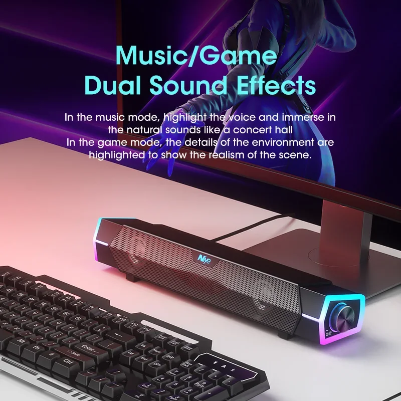 4D Stereo Sound Bar PC Speaker - Rgb Computer Soundbar For Pc 评论和价格