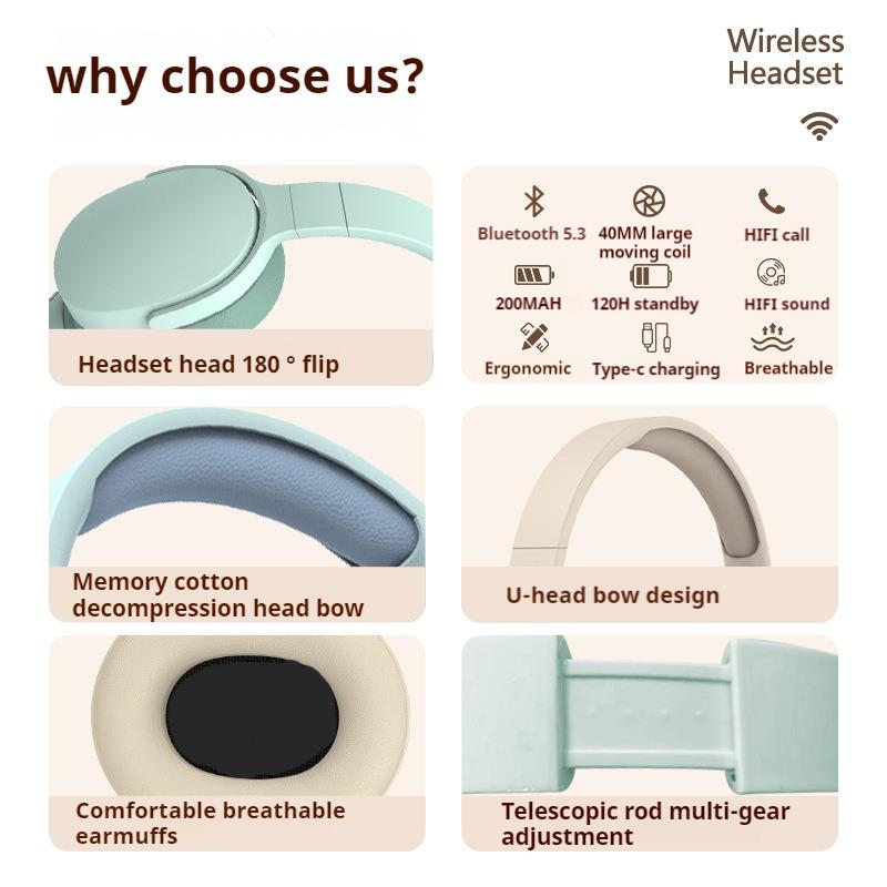 9D Surround Sound Wireless Blu - Anc Wireless Over Ear Headphones 评论和价格