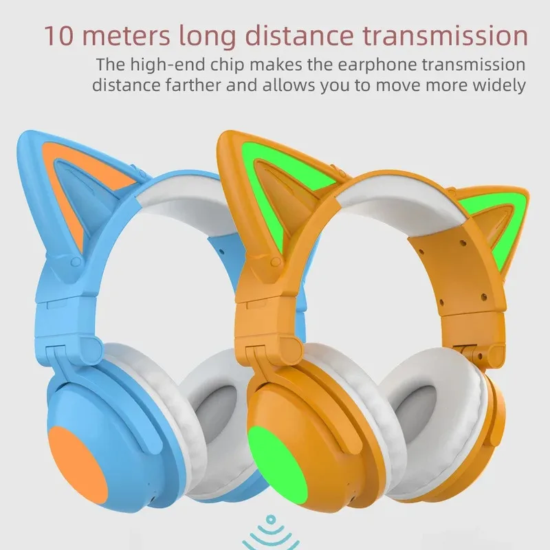 New ZW068 Bluetooth5.0 Headpho - Cat Ear Bluetooth Headset Led 评论和价格