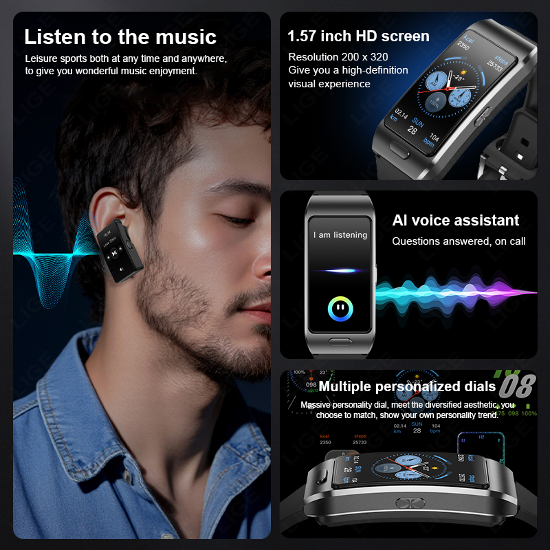 LIGE New Smart Watch Earbuds T - Tws Earbuds Bluetooth 5.3 评论和价格