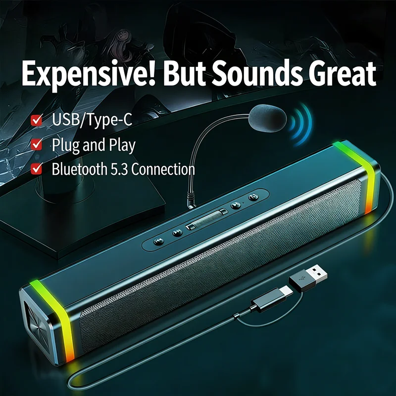 SADA Computer Speakers,with St - Rgb Computer Soundbar For Pc 评论和价格