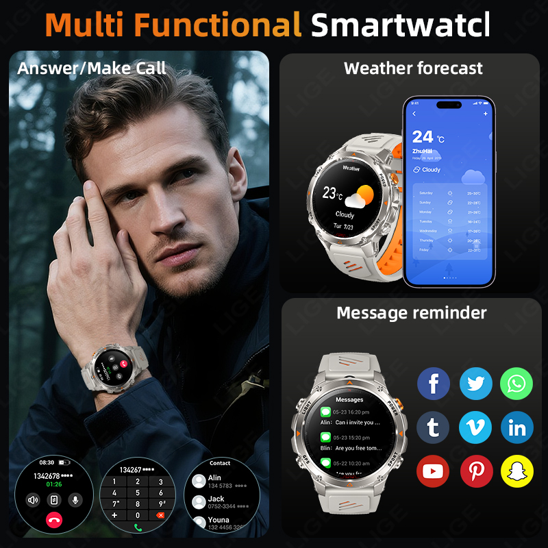 LIGE Rugged GPS Track Smart Wa - Smartwatches 评论和价格