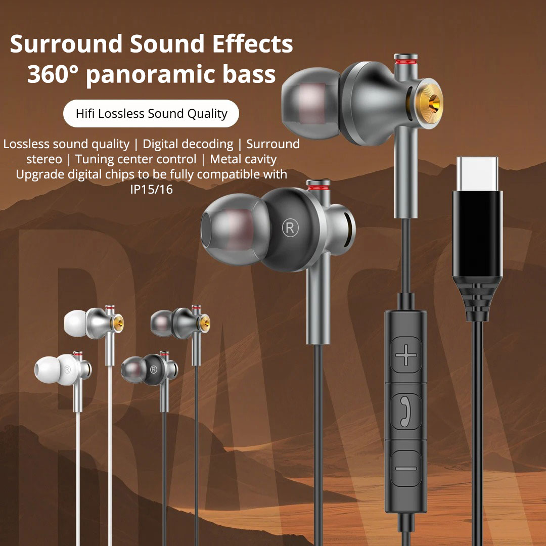 EARDECO 3.5mm/TypeC Wired Head - Type C Wired Earphones With Mic 评论和价格
