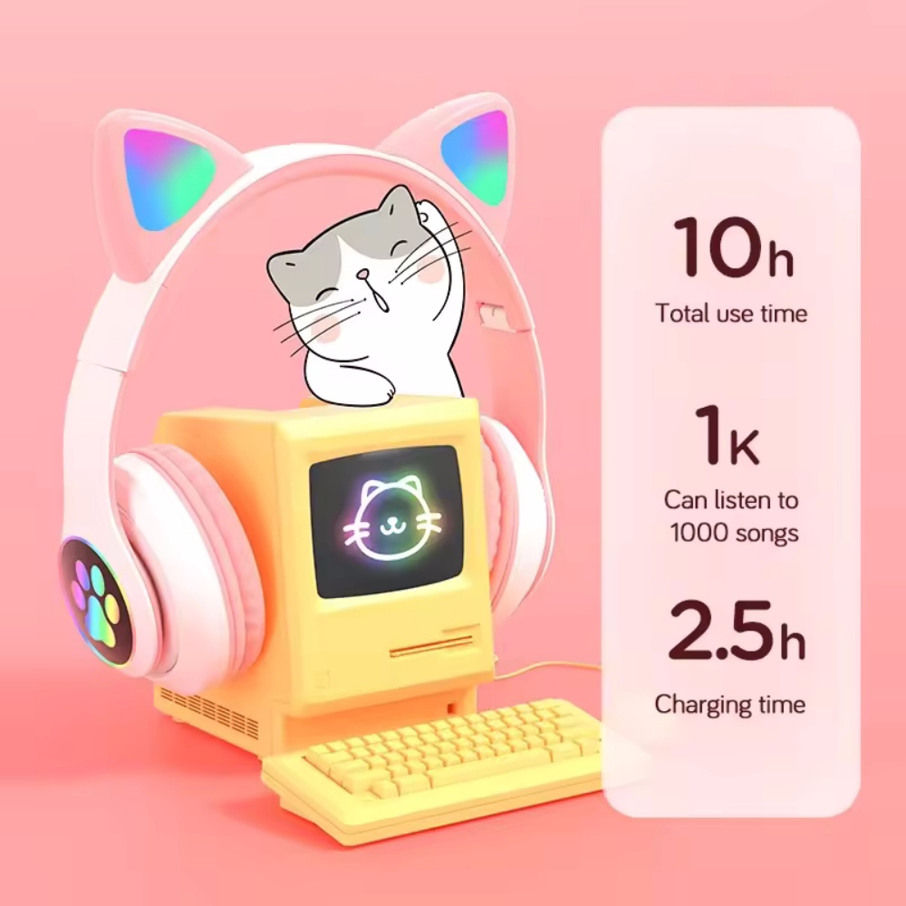 Cute Cat Ear Wireless Headset  - Cat Ear Bluetooth Headset Led 评论和价格