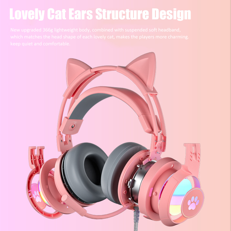 Cute Cat Ear Gaming Headphones - Gaming Headset With Mic Rgb 评论和价格