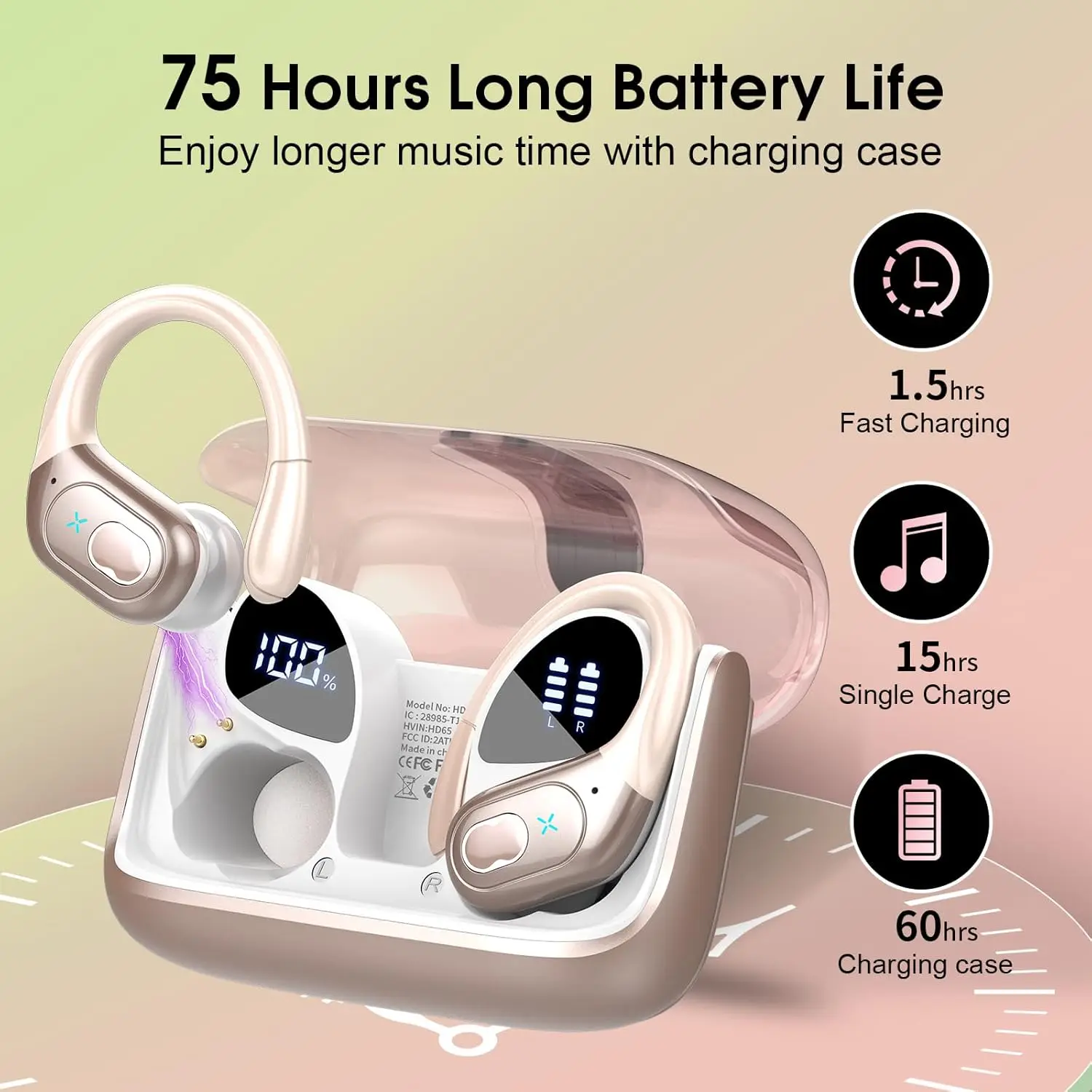 GDLYL HD65 Sports Wireless Ear - Type C Wired Earphones With Mic 评论和价格