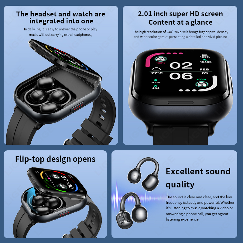 LIGE TWS Smart Watch Men 2.01' - Tws Earbuds Bluetooth 5.3 评论和价格